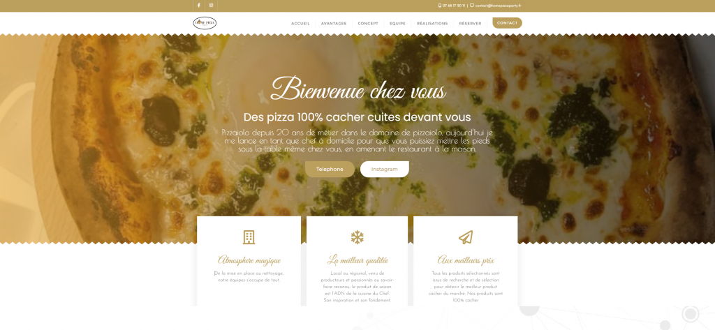 Home pizza party — site réalisé par OFA Web