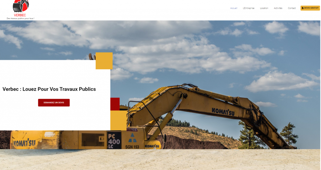 Verbec Travaux Public — site réalisé par OFA Web