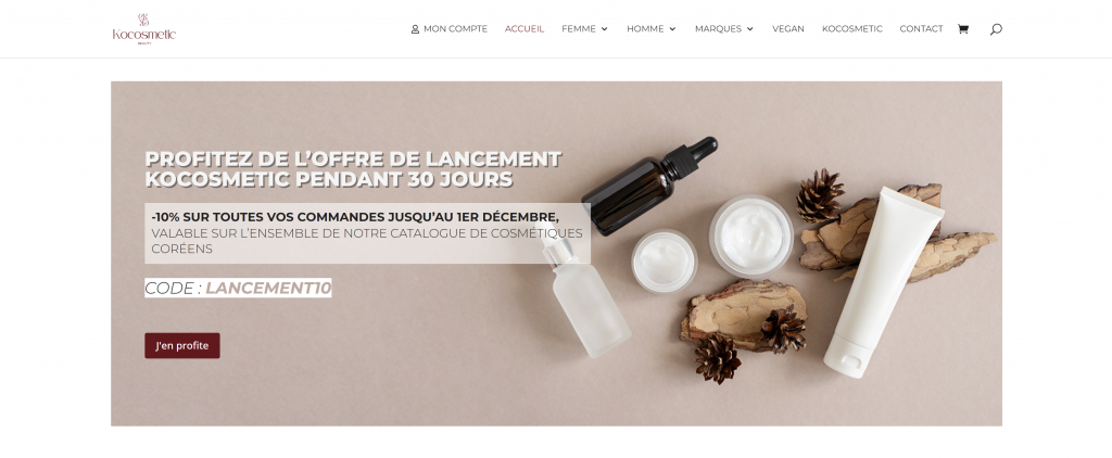 Kocosmetic — site réalisé par OFA Web