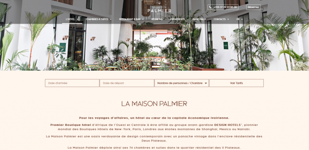 La Maison Palmier — site réalisé par OFA Web